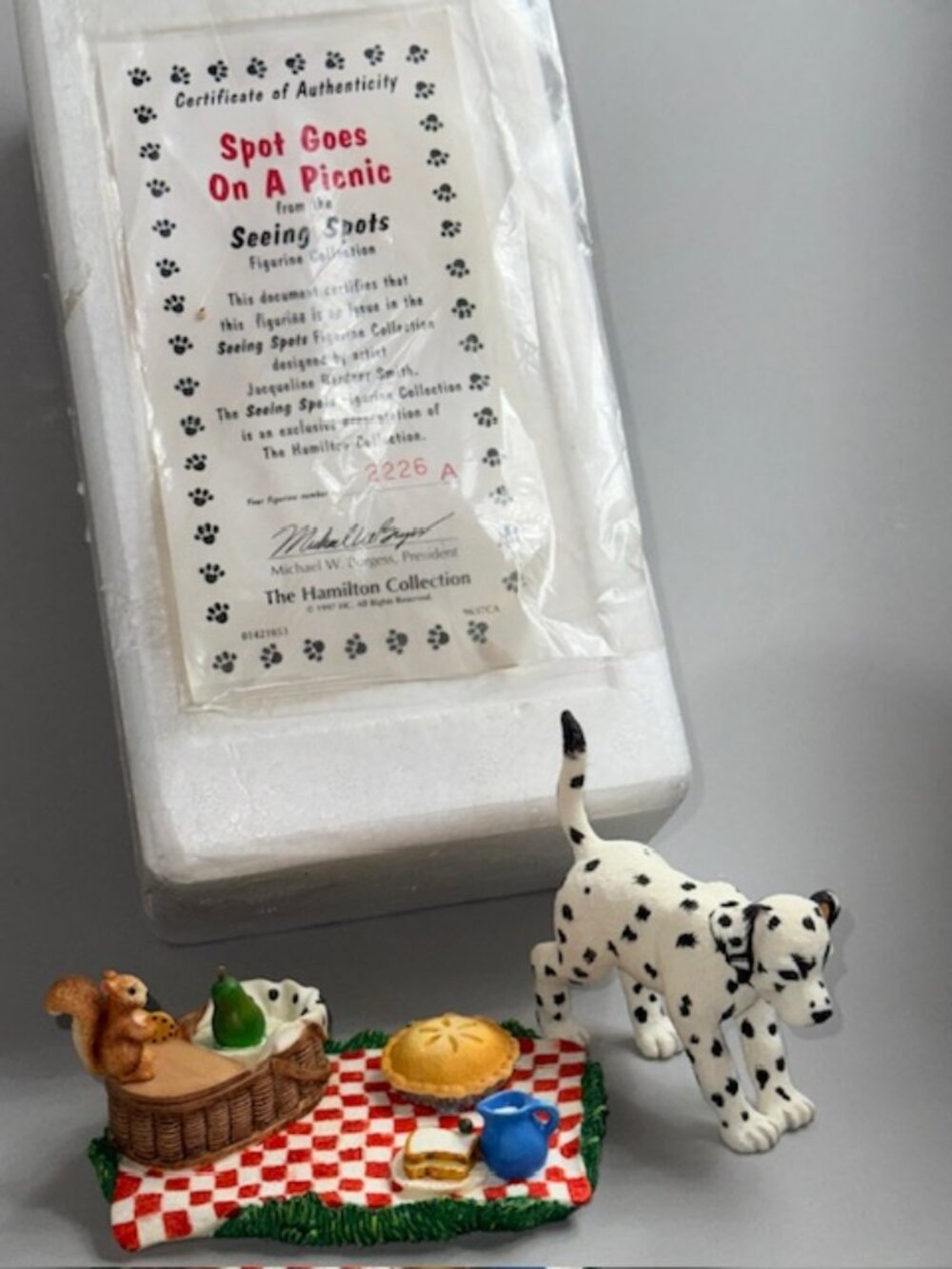 Vintage Dalmatian Figurine Hamilton Puppy Dog Anthropomorphic Spot Goes Picnic
